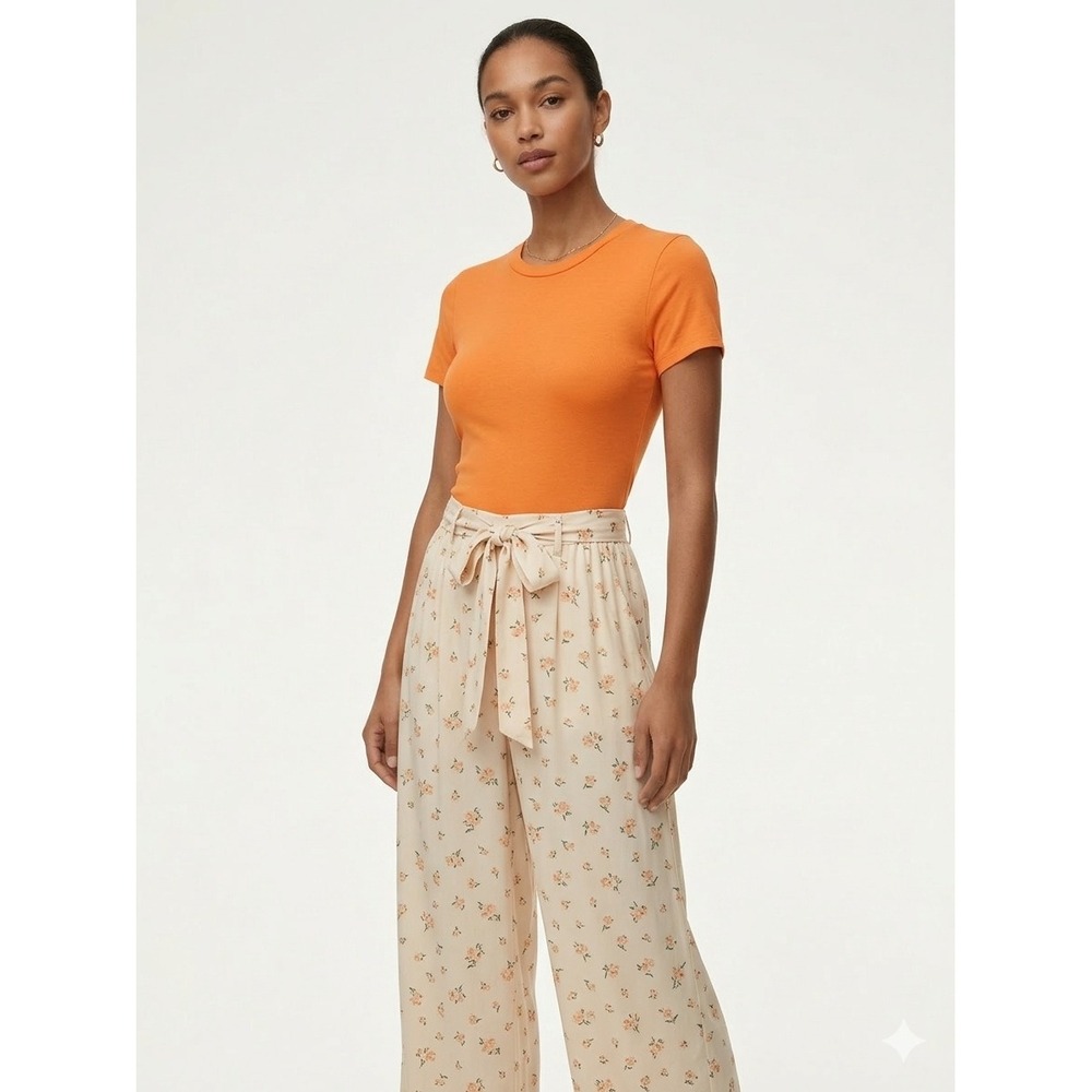 Wilfred Free Bodysuit Size M Orange Tiny Tee Short Sleeve Crew Neck Aritzia